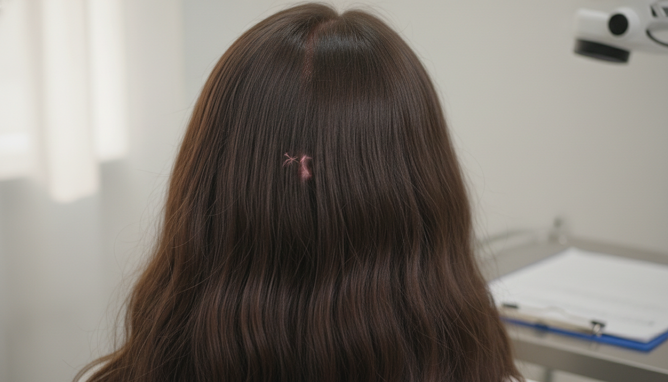 Close-up comparison showing donor area appearance after standard FUE with shaved head versus no-shave FUE with existing hair intact